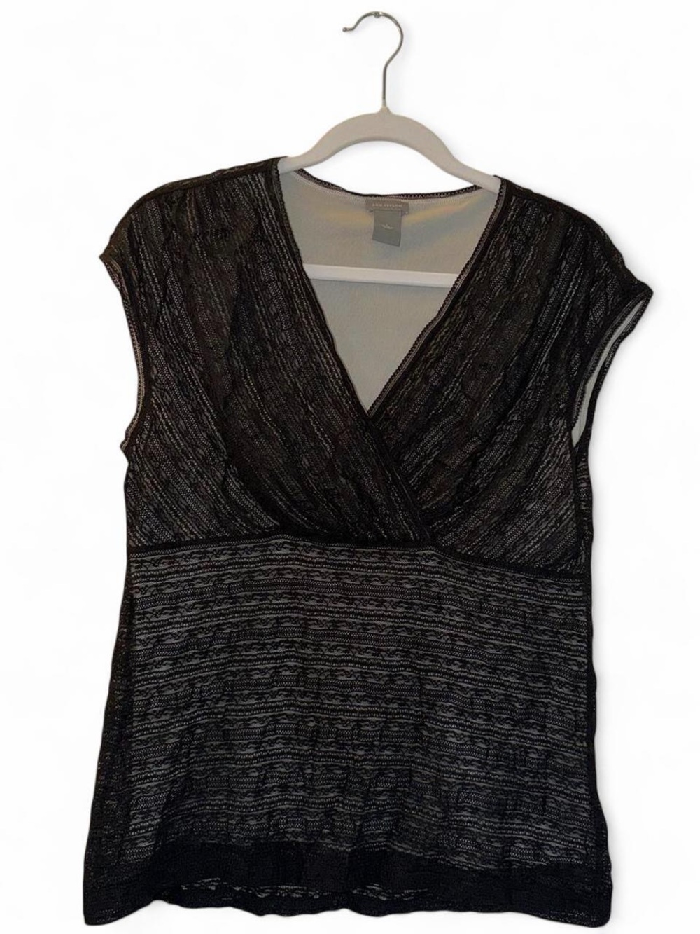 Ann Taylor Black V-Neck Knit Tunic Top